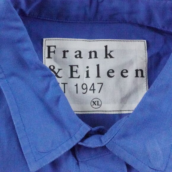 Frank & Eileen Don Button Up Shirt Mens Extra Large Solid Blue Formal Preppy - Picture 5 of 12